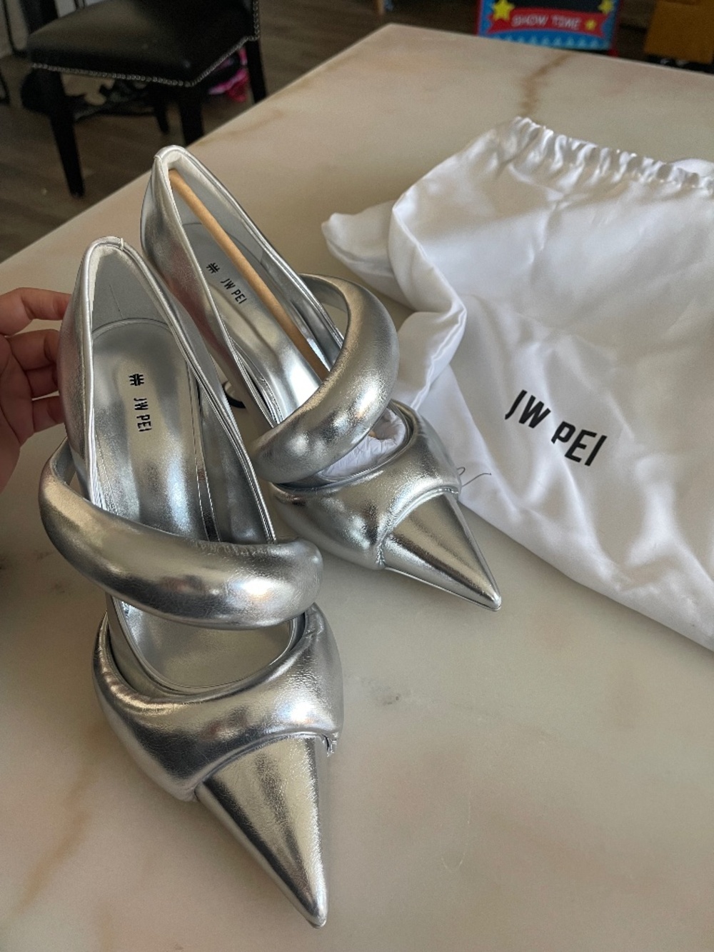 Jw pei Sara pump silver us9